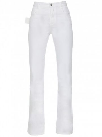 Jeans bianco svasato in morbido denim
