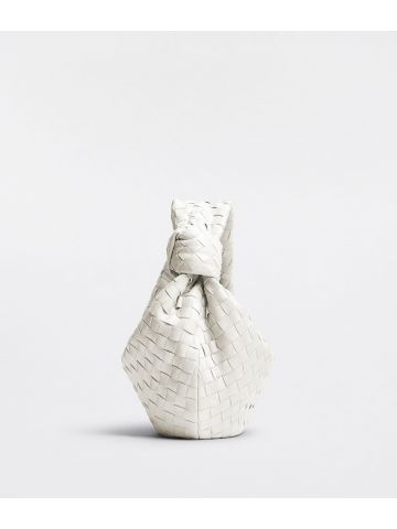White leather mini bag with woven pattern