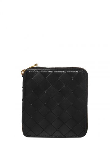 Black woven leather wallet