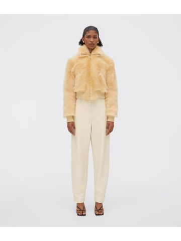 Giacca in shearling color burro
