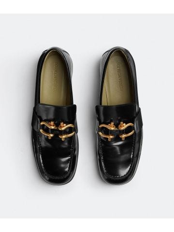 Black glossy leather loafer