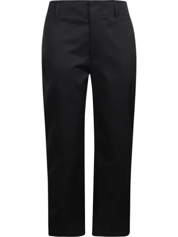 Black sanded cotton twill wide leg trousers