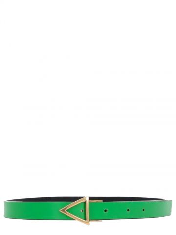 Reversible black and green leather belt