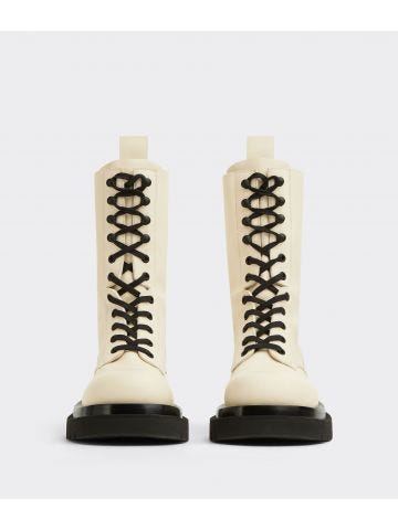 White Lace-Up Boots Lug