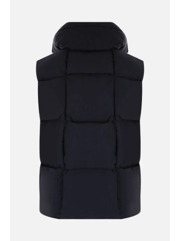 Dark blue padded waistcoat in woven technical nylon