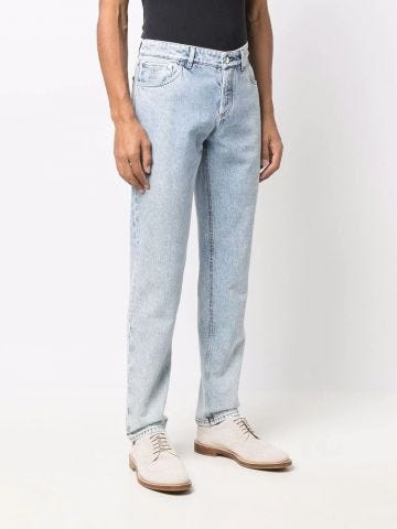 Straight jeans with  bleached effect