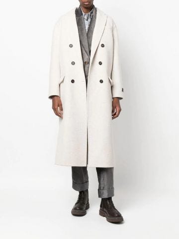 Marble white double-breasted cashmere Coat