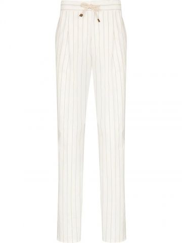 Pinstripe pattern white Trousers