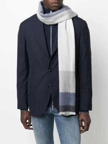 Blue plaid pattern scarf
