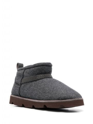 Grey ridged-sole ankle Boots