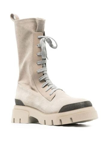 Beige knee-high boots