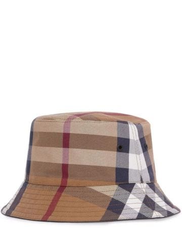 Brown checked bucket Hat