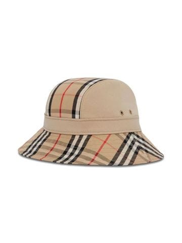 Bucket hat in gabardine with Vintage check pattern