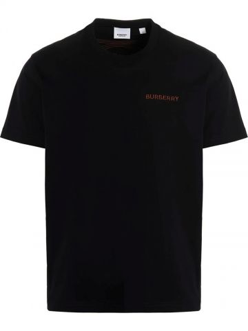 Oversize black cotton T-shirt with monogram