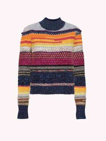 Multicolored turtleneck pullover