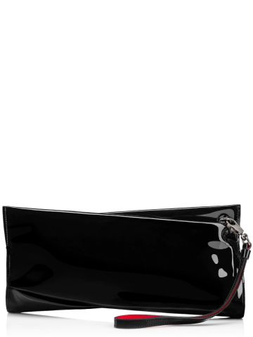 Loubitwist black clutch with red inner lining