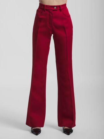 Straight red bootcut trousers