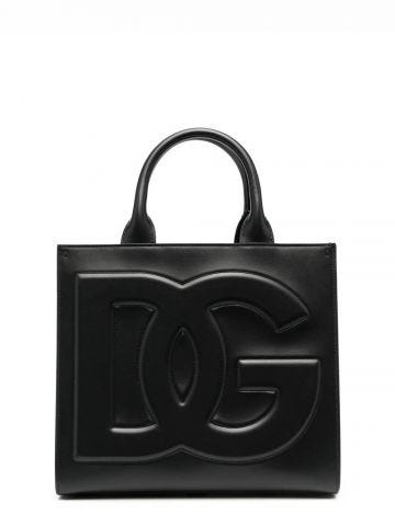 Embossed logo black tote Bag