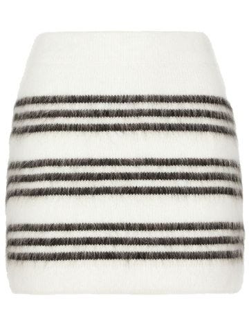 Black and white angora miniskirt with piping