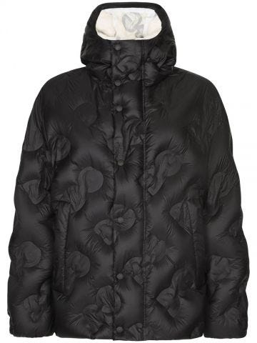 Black quilted hooded jacket