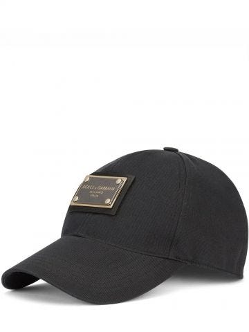 Cappello da baseball nero con placca logo