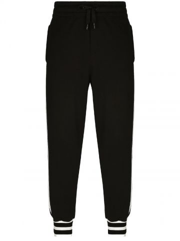 Pantalone  jogging in jersey nero con bande e logo DG