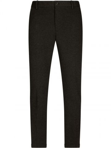 Slim-cut stretch black trousers