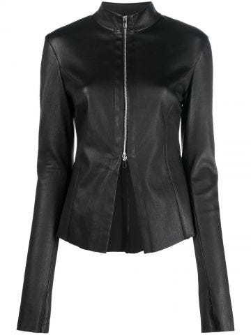 Black zipped leather jacket