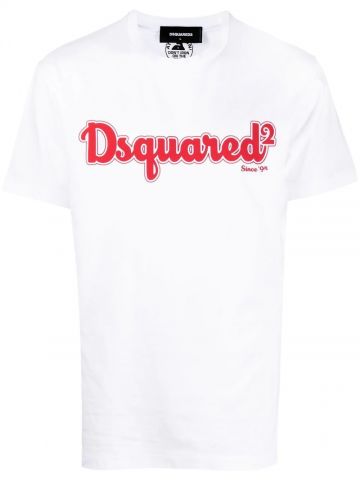 White logo-print short-sleeved T-shirt