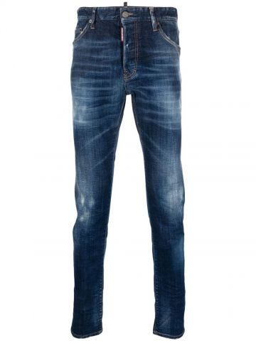 Textual print blue skinny Jeans