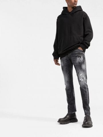 Distressed effect black straight leg Jeans