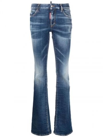 Blue low rise flared Jeans