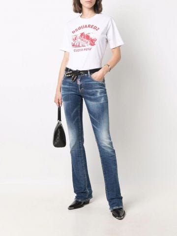 Blue low rise flared Jeans