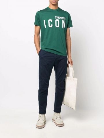 T-shirt verde con stampa Icon