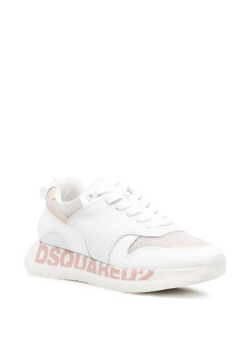 White sneakers with logo print
