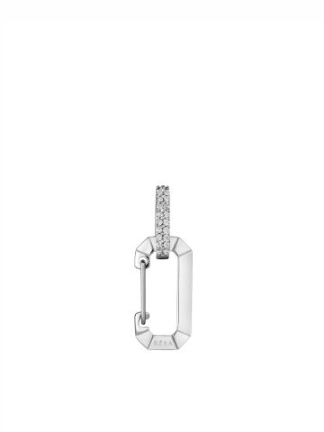 Chiara single small silver earring in 18kt white gold and diamonds