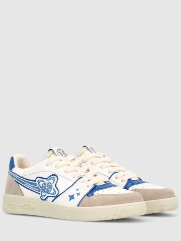 White and light blue Ej Planet low sneakers