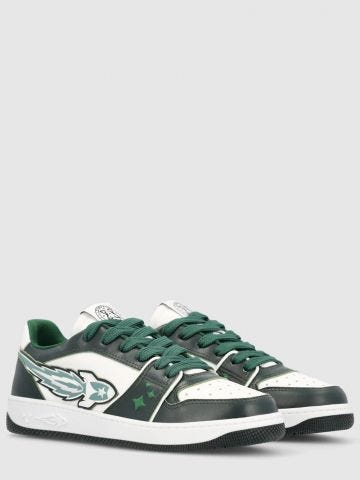 Green and white Ej Rocket Low Sneakers