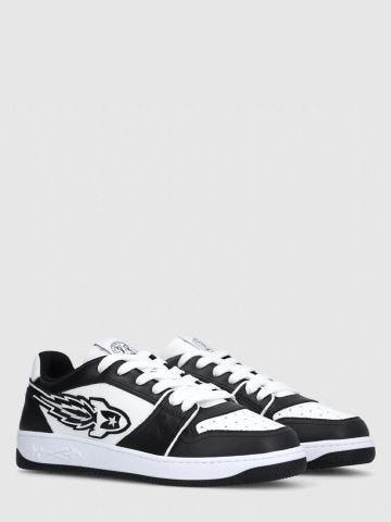Black and white Ej Planet low sneakers