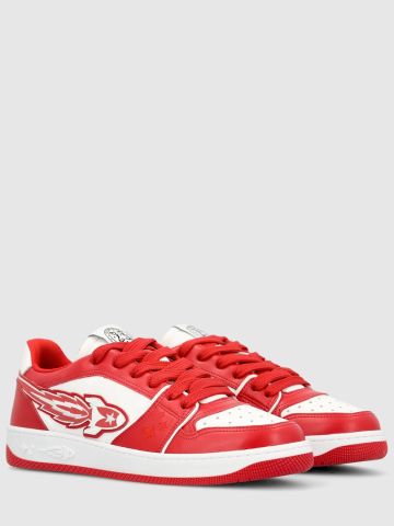 White and red Ej Planet low sneakers