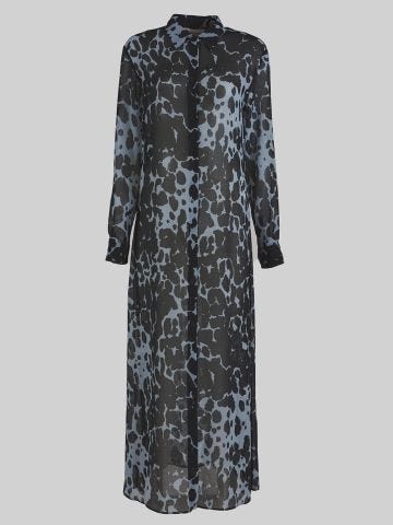 Printed chiffon chemisier long dress