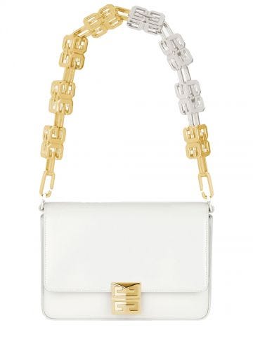White 4G medium leather bag with chain
