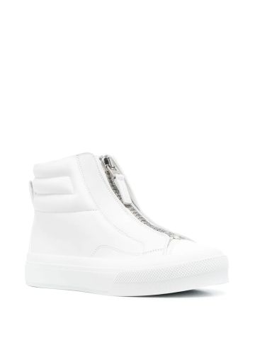 White high top sneakers with zipper