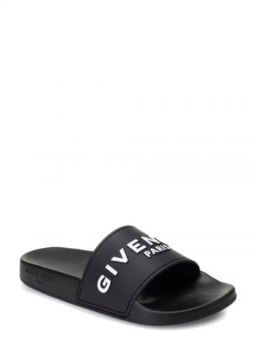 Embossed logo black slides Sandals