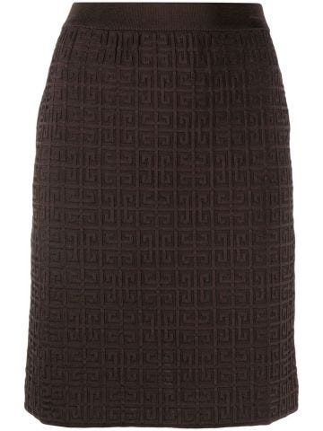 Brown knee-length skirt with 4G jacquard pattern
