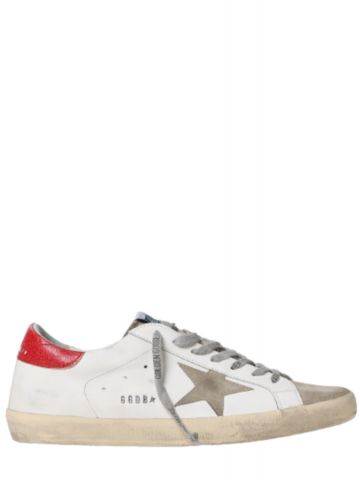 Sneakers Super-Star Classic bianche con tallone a contrasto rosso