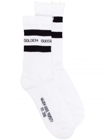 Intarsia-knit logo ankle socks