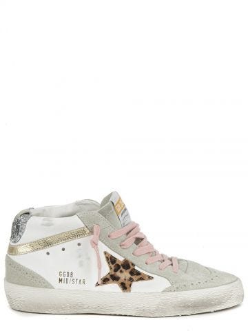 White Leo Mid Star Sneakers