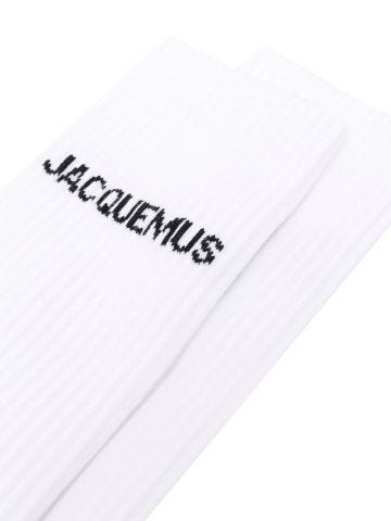 White Ribbed crew socks Les chaussettes Jacquemus
