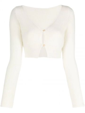 Ivory Alzou knitted cropped cardigan